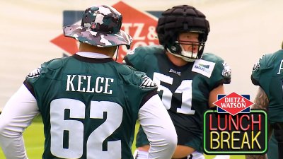 Why Eagles' Jason Kelce apologized to Cam Jurgens – NBC10 Philadelphia