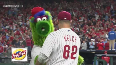 The Phillies Weren't Losing Game 3 with Jason Kelce in the House, Chugging  Beers and Wearing White New Balance Dad Shoes - Crossing Broad