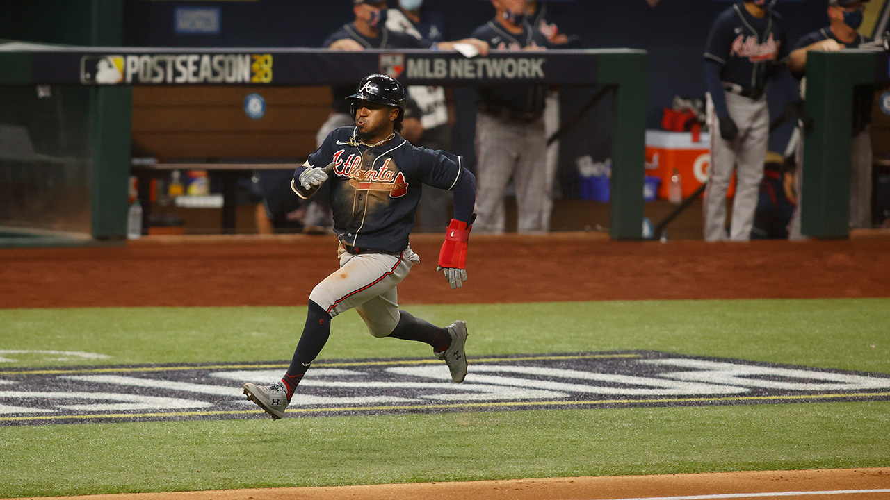 <p>I’m a huge fan of Albies so this might be a little higher than most would have him. He’s a dangerous player who can beat you with power or speed, and he plays with a swagger even against stiff competition. </p>
<p>The 24-year-old was the NL hits leader in 2019 and had two straight seasons with 24 home runs in ‘18 and ‘19. He played only 29 games in 2020 because of a wrist injury but hit for power, including in the NLCS against the Dodgers (9 for 30, 2 HR, double, 4 RBI).</p>