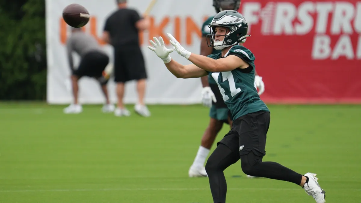 Philadelphia Eagles wide receiver Britain Covey (18) looks on