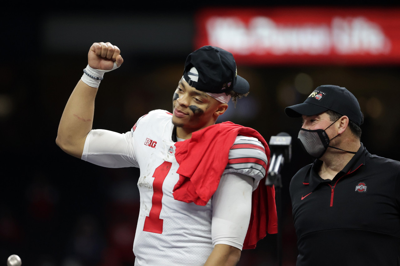 <p>Hiring Nick Sirianni may not mean Carson Wentz is as entrenched as the starting quarterback going forward as originally thought. If Justin Fields drops and is sitting there on the board, it'll be tough to pass on a guy with his talent level.</p>
<p>Fields is a rocked up, dual-threat machine who combined for 78 touchdowns over the last two seasons in 22 total games.</p>