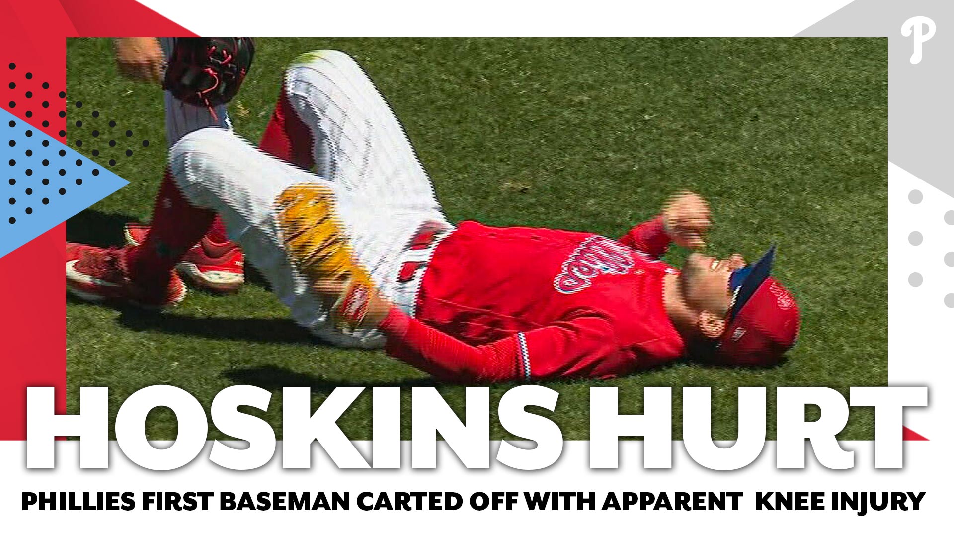 Rhys Hoskins was carted off the field after an apparent left knee injury