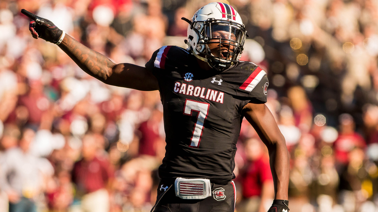 <p>The son of former NFL receiver Joe Horn has been a fast-riser on draft boards, especially after his dynamic performance at the SC pro day. With Eagles DBs coach Dennard Wilson in attendance, Horn dazzled with a 4.39 time in the 40-yard dash, a vertical jump of 41.5 inches and a broad jump of 11-1.</p>