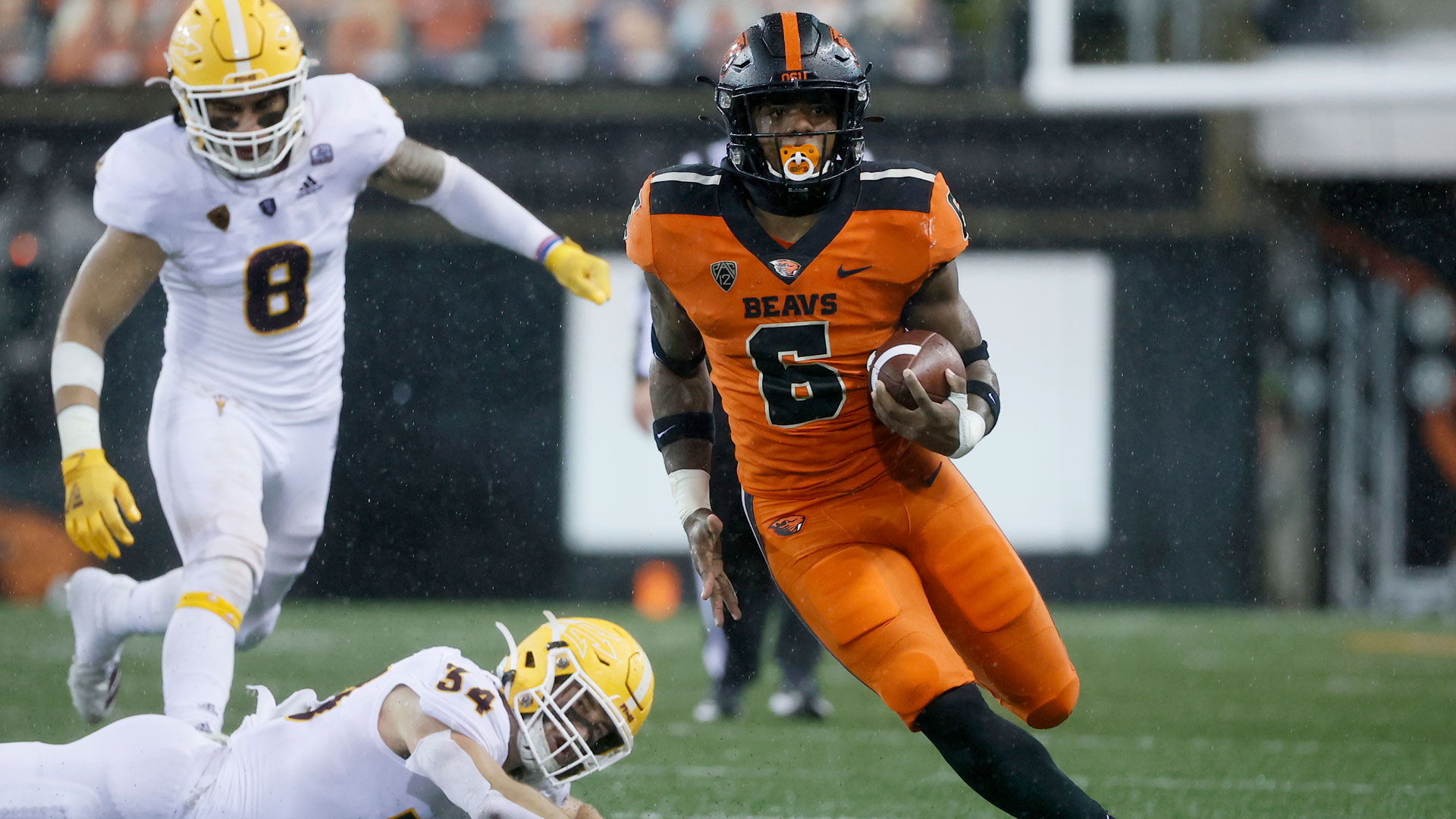 <p>Are the Eagles in desperate need of a running back? No. But they have 11 picks so indulge me. Jefferson (5-10, 217) is a well-built runner who would be a nice complement to Miles Sanders in the backfield. In six games in 2020, he had 858 yards (6.5) and 7 touchdowns. He’s not a natural pass-catcher (so the Eagles would need to work with him on that) but he’s a pretty good runner to get in the sixth round.</p>