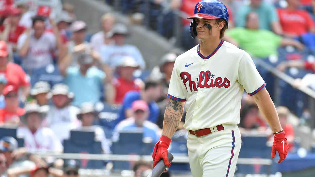 Matt Vierling of the Philadelphia Phillies bats against the Miami