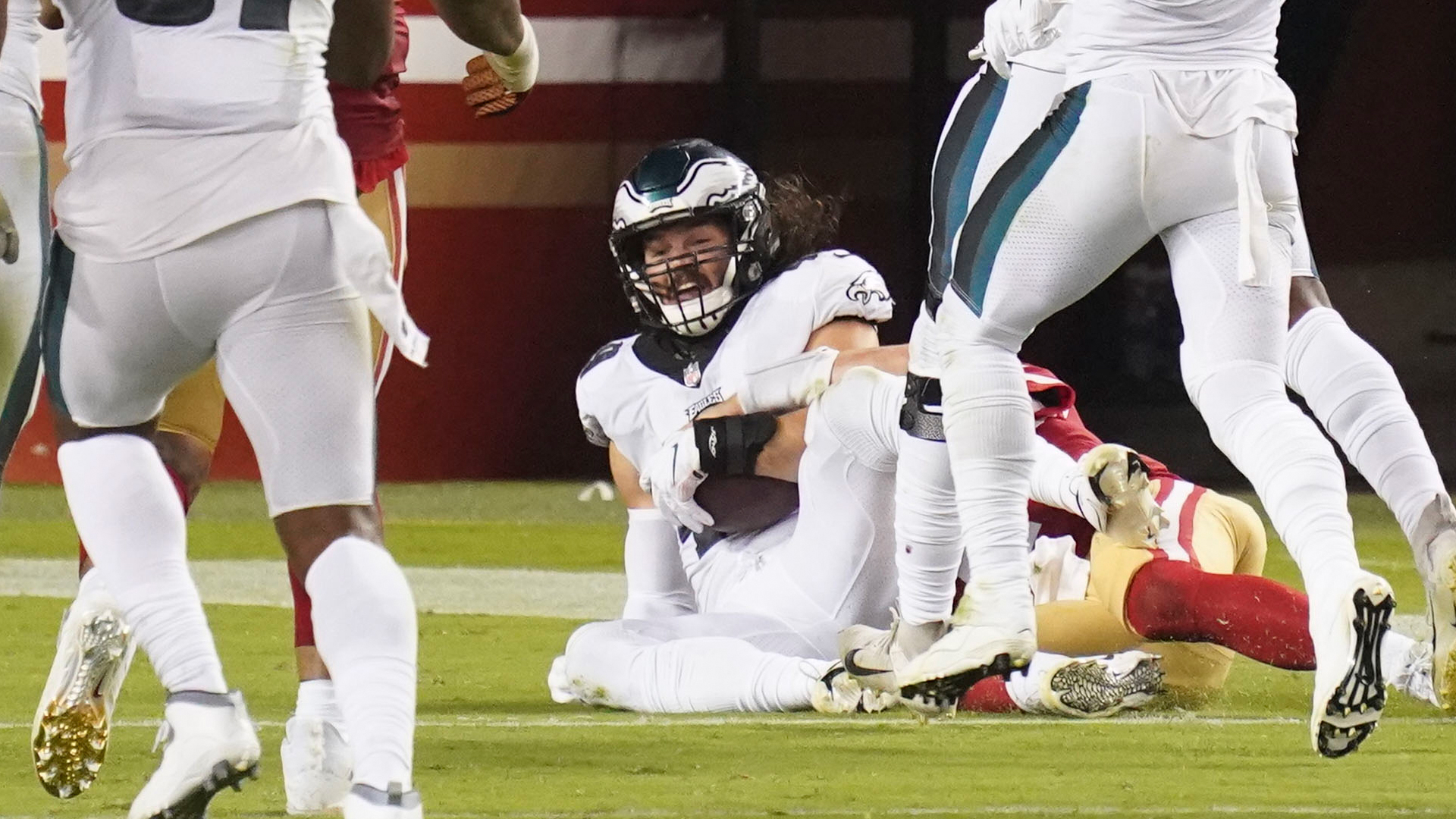 <p>Singleton made the jump from the CFL last year and worked his way to the active roster. This year, he began the season on the 53, but didn’t become a starter until Oct. 18. Singleton ended up starting the final 11 games of the season and led the Eagles in tackles by a wide margin with 120. He was a tackling machine and also had 2 sacks, 5 TFLs and a pick-6. The Eagles might have found something in Singleton.</p>