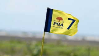 May 18, 2021; Kiawah Island, South Carolina, USA; General view of tee flag during a practice round for the PGA Championship golf tournament at Ocean Course at Kiawah Island Resort. Mandatory Credit: David Yeazell-USA TODAY Sports
