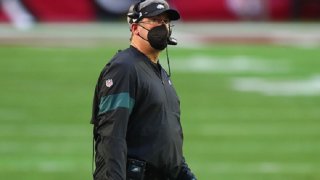 Dec 20, 2020; Glendale, Arizona, USA; Philadelphia Eagles head coach Doug Pederson against the Arizona Cardinals at State Farm Stadium. Mandatory Credit: Mark J. Rebilas-USA TODAY Sports