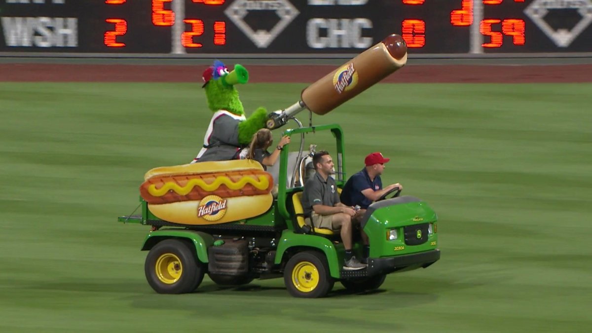 Fan injured by Phillie Phanatic's hot dog cannon during game – NBC Sports  Philadelphia