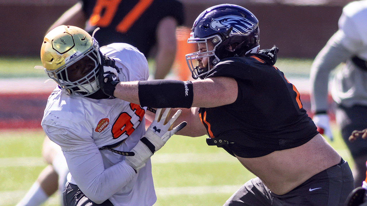<p>At 6-3, 320 pounds, Meinerz is no longer a secret. Coming from a Division III school, he was under the radar for a while but NFL.com’s Daniel Jeremiah just put Meinerz into his top 50 prospects list and after his performance at the Senior Bowl, that’s not all that surprising. Meinerz could be a guard or center at the next level and it’s time for the Eagles to replenish at iOL. Could he be Jason Kelce’s long-term replacement?</p>
