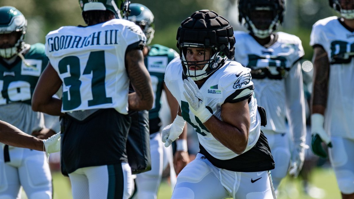 Philadelphia Eagles linebacker Patrick Johnson (48) runs during an NFL  football game against the Washington Commanders, Sunday, Sept. 25, 2022 in  Landover, Md. (AP Photo/Daniel Kucin Jr Stock Photo - Alamy