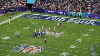 Fans watch NFL players get introduced on the red carpet during the Pro Bowl  pregame festivities …