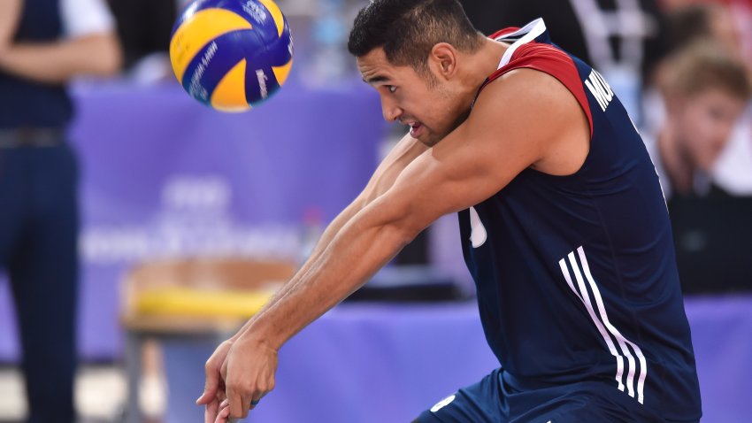 Garrett Muagututia (USA) during FIVB World League 2017 game between Poland and USA on June 18, 2017 at Atlas Arena in Lodz, Poland. (Photo by Lukasz Laskowski / PressFocus)