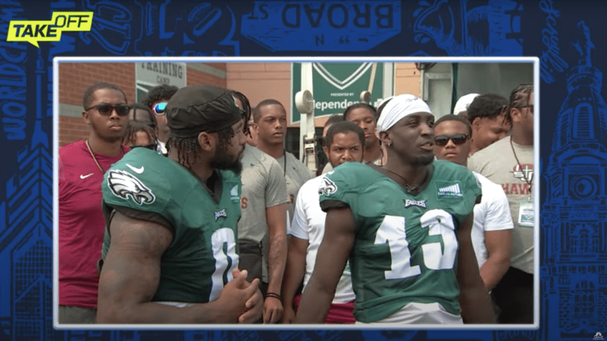 D'Andre Swift and Olamide Zaccheaus meet with current St. Joseph's Prep  players during Eagles training camp – NBC10 Philadelphia