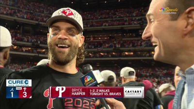 Bryce Harper on elbow injury and advancing to NLCS – NBC Sports Philadelphia