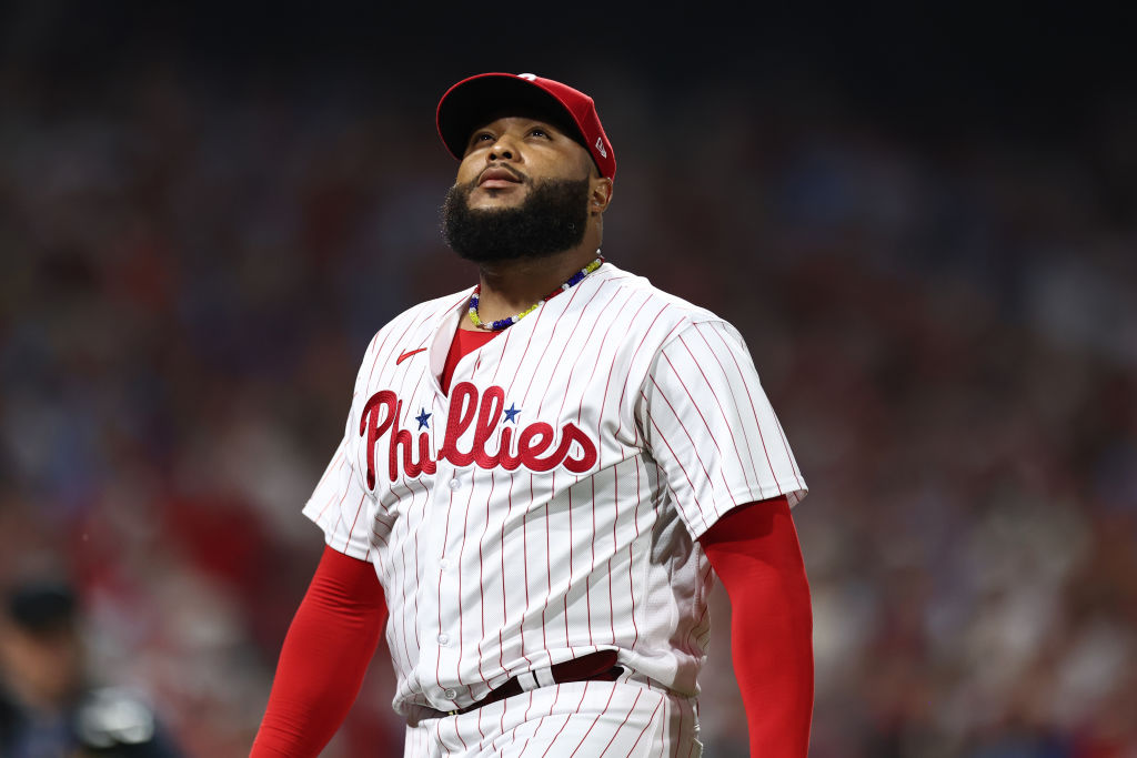 Jose Alvarado of the Philadelphia Phillies reacts afte pitching a News  Photo - Getty Images