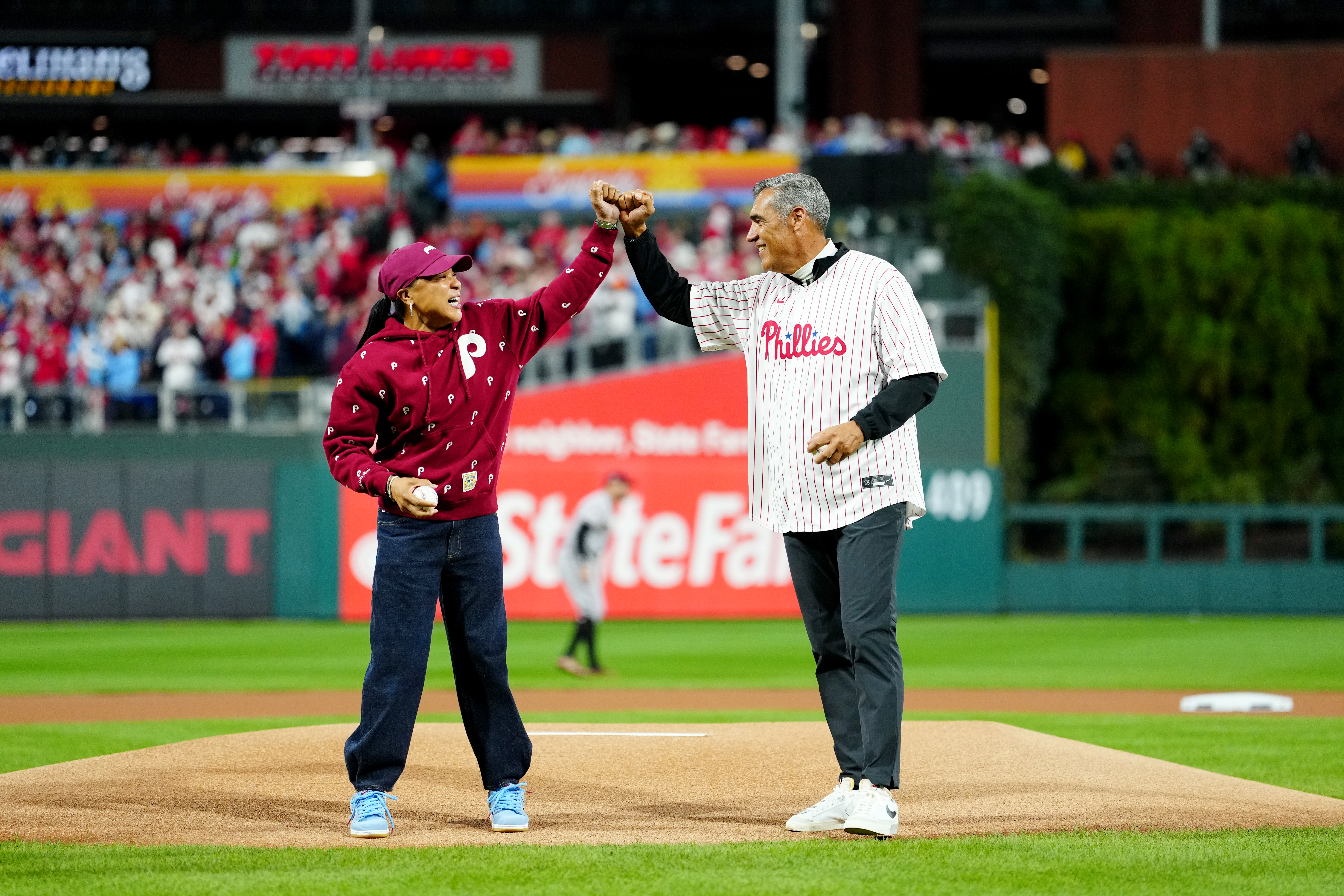 College basketball championship coaches Dawn Staley and Jay Wright both rep the Phillies.