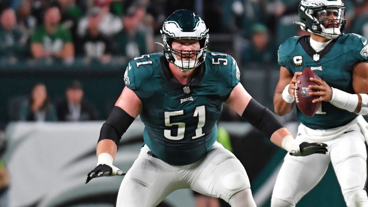 Landon Dickerson questionable for Eagles matchup vs. Commanders with a foot  injury