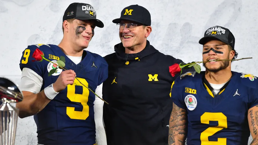 Michigan celebrates the Rose Bowl win