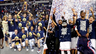 Has the same school ever won both the men's and women's NCAA tournament in the same year?