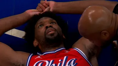Embiid goes down with scary injury after incredible dunk