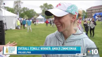 Amber Zimmerman wins 2024 Independence Blue Cross Broad Street Run's women's category!