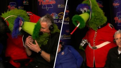 Pure joy (and chaos) as the Phanatic joins Chase Utley in the booth