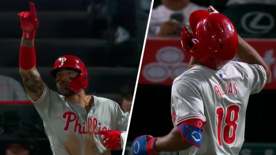 Castellanos ties it, Johan Rojas gives the Phillies the lead with a pair of homers in the 9th!
