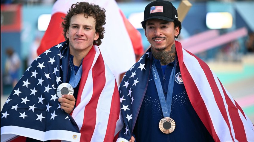 Jagger Eaton, Nyjah Huston bring home silver and bronze in men's street skateboarding
