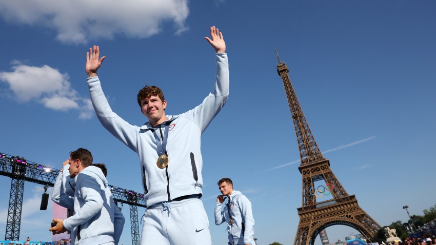 Nick Mead greets spectators at the Paris Olympics