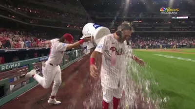 Clemens gets drenched by the Daycare after his clutch walk-off base hit!