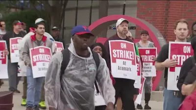 ‘We need that contract.' Aramark workers on strike demanding better wages and benefits