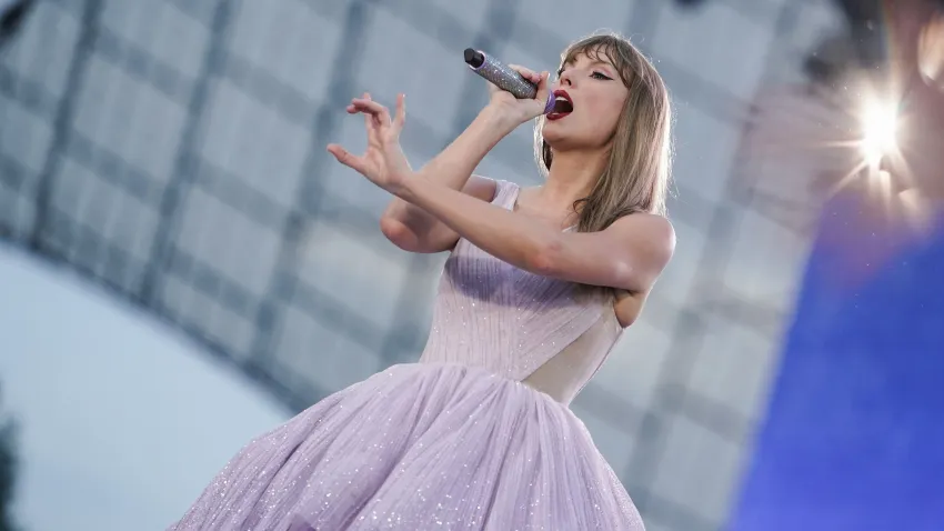 Taylor Swift performs onstage during "Taylor Swift | The Eras Tour" at Olympiastadion on July 27, 2024 in Munich, Germany.