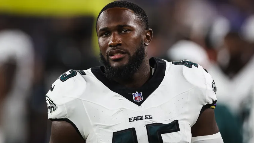 BALTIMORE, MD – AUGUST 09: Devin White #45 of the Philadelphia Eagles looks on against the Baltimore Ravens during the first half of a preseason game at M&T Bank Stadium on August 9, 2024 in Baltimore, Maryland. (Photo by Scott Taetsch/Getty Images)