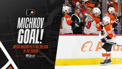 Michkov scores 3rd goal of season to trim Flyers' deficit in 3rd period