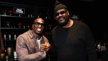 ARLINGTON, TEXAS - NOVEMBER 15: (L-R) Thaddeus Bullard and Shaquille O'Neal attend LIVE On Netflix: Jake Paul vs. Mike Tyson at AT&T Stadium on November 15, 2024 in Arlington, Texas. (Photo by Matt Winkelmeyer/Getty Images for Netflix © 2024)