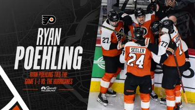 Flyers' Ryan Poehling ties the game 1-1 vs. the Hurricanes