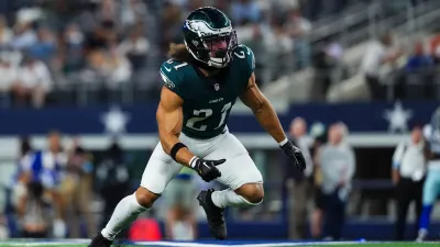 ARLINGTON, TX – NOVEMBER 10: Sydney Brown #21 of the Philadelphia Eagles defends in coverage during an NFL football game against the Dallas Cowboys at AT&T Stadium on November 10, 2024 in Arlington, Texas. (Photo by Cooper Neill/Getty Images)