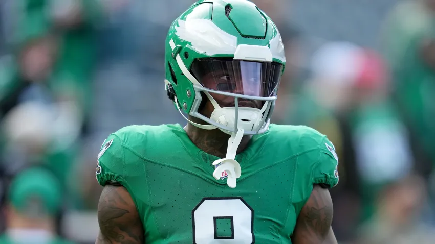 PHILADELPHIA, PENNSYLVANIA – DECEMBER 29: C.J. Gardner-Johnson #8 of the Philadelphia Eagles looks on before the game against the Dallas Cowboys at Lincoln Financial Field on December 29, 2024 in Philadelphia, Pennsylvania. (Photo by Mitchell Leff/Getty Images)