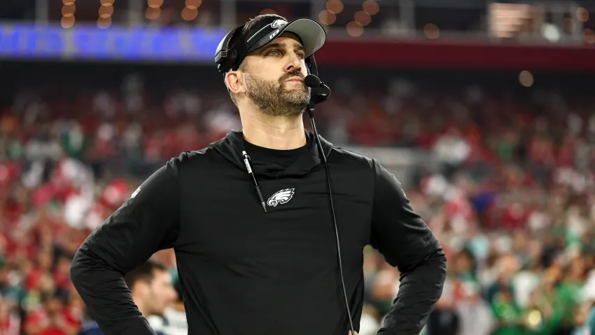 Nick Sirianni on the sidelines at a football game.