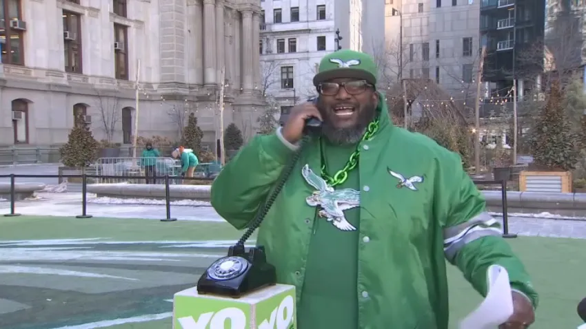 Steve Coleman of Germantown makes his Bird Call to support the Philadelphia Eagles on Monday, Jan. 27, 2025.