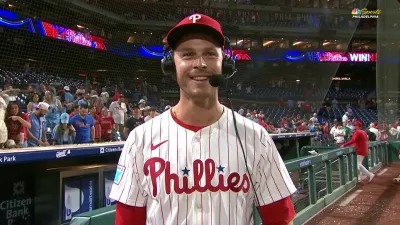 Max Kepler chats with T-Mac and Kruk after Phillies beat Nats