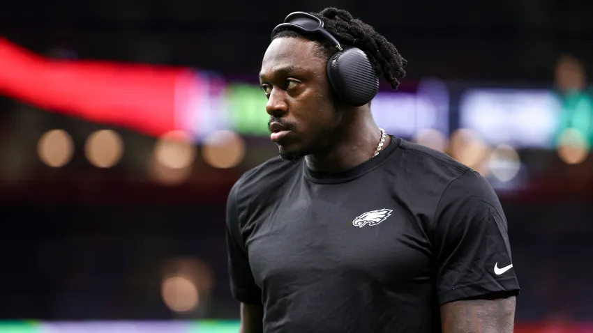 A.J. Brown with headphones on
