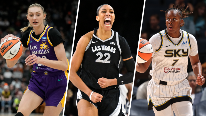 Split image of Cameron Brink, A'ja Wilson and Ariel Atkins
