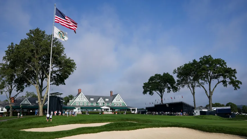 A general view of the clubhouse during a practice round prior to the 125th U.S. Open at Oakmont Country Club