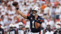 Auburn Tigers quarterback Payton Thorne (1) throws a pass