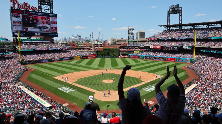 PHILADELPHIA, PENNSYLVANIA – JULY 4: A view of the field during a game between the Philadelphia Phillies and the Cincinnati Reds at Citizens Bank Park on July 4, 2025 in Philadelphia, Pennsylvania. The Reds won 9-6. (Photo by Hunter Martin/Getty Images)