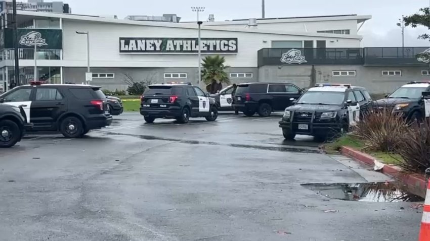 Police respond to the Laney College campus in Oakland on reports of a shooting. (Nov. 13, 2025)