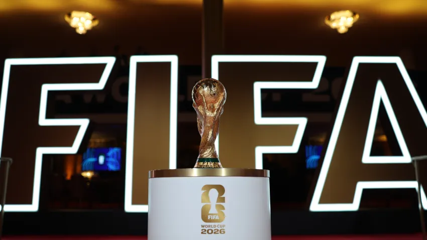 WASHINGTON, DC – DECEMBER 04: A detailed view of the FIFA World Cup Trophy during the VIP Welcome Reception ahead of the FIFA World Cup 2026 Official Draw at John F. Kennedy Center for the Performing Arts on December 04, 2025 in Washington, DC.  (Photo by Michael Regan – FIFA/FIFA via Getty Images)