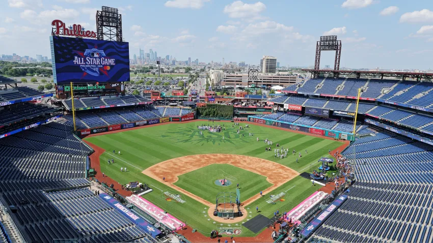 Jul 13, 2026; Philadelphia, PA, USA; A general view of the stadium before the home run derby at Citizens Bank Park. Mandatory Credit: Brad Penner-Imagn Images